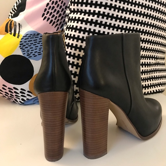 Vince Camuto Black Leather High Heel Booties - Picture 4 of 6